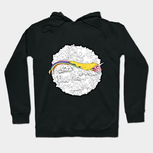 Rainbow lady among cotton clouds Hoodie